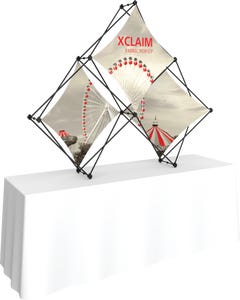Xclaim 8ft Tabletop 3 Quad Pyramid Fabric Popup Display Kit 01