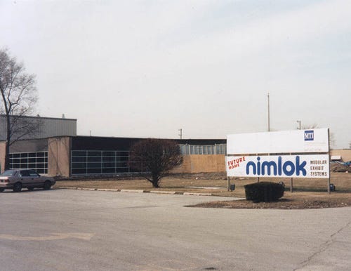 Nimlok Niles Illinois facility old photograph of warehouse opening