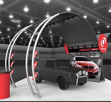 Rendering of trade show booth pre-production