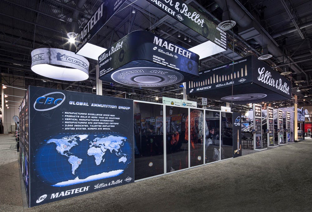 20x100 monster trade show booth for Magtech – a perfect example of a booth that is asset managed