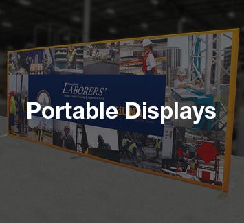 20ft portable fabric backwall for display environments with custom printed graphics